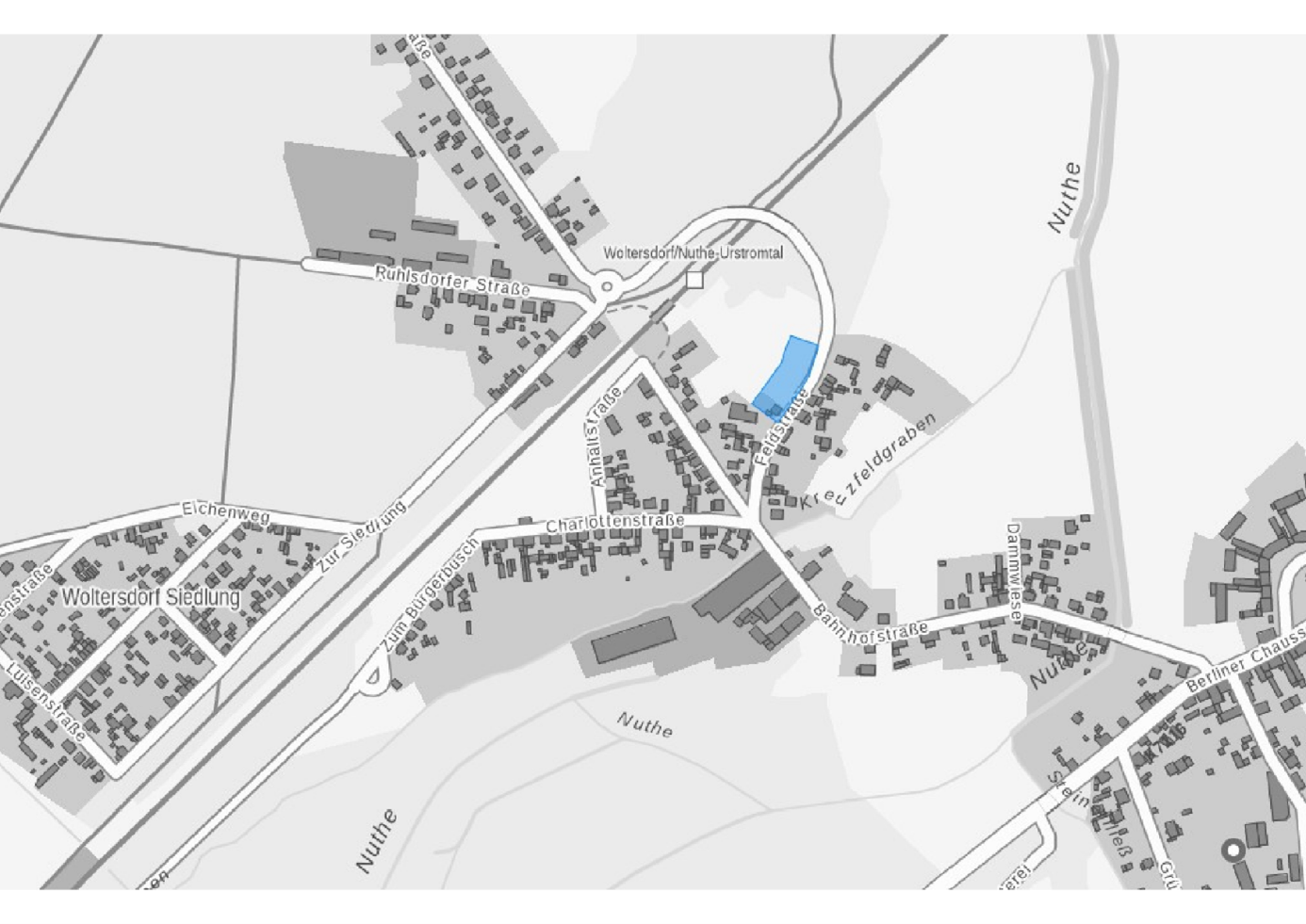 karthografische Darstellung der Lage des Plangebietes in Woltersdorf an der Feldstraße