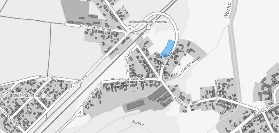 Lage des Plangebietes karthografische Darstellung der Lage des Plangebietes in Woltersdorf an der Feldstraße